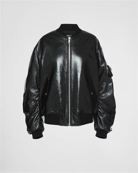 women's prada bomber jacket|prada nappa leather bomber jacket.